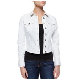 Burberry Brit Vintage Cropped White Denim Trucker Jacket Small